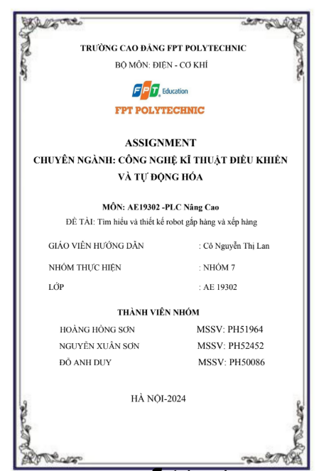 ASM CÔNG NGHỆ KĨ THUẬT ĐIỀU KHIỂN VÀ TỰ ĐỘNG HÓA - Tìm hiểu và thiết kế robot gắp hàng và xếp hàng - CD FPT