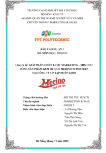 ASM Giải pháp chiến lược Marketing - CĐ FPT - Mix cho dòng sản phẩm Kem Ốc Quế Merino Superteen tại Công ty CP Tập đoàn KIDO