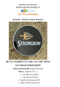 ASM HÀNH VI KHÁCH HÀNG - CĐ FPT - NGHIÊN CỨU NHU CẦU TIÊU DÙNG SẢN PHẨM STRONGBOW