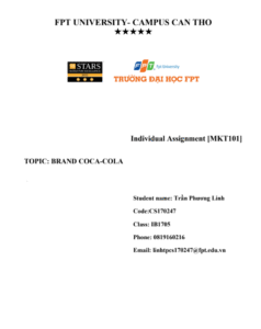ASM Individual [MKT101] - ĐH FPT - BRAND COCA-COLA