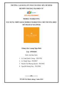 ASM MOBILE MARKETING - CDD FPT - XÂY DỰNG TRIỂN KHAI MOBILE MARKETING CHO THƯƠNG HIỆU MỸ PHẨM SUNFLOWER