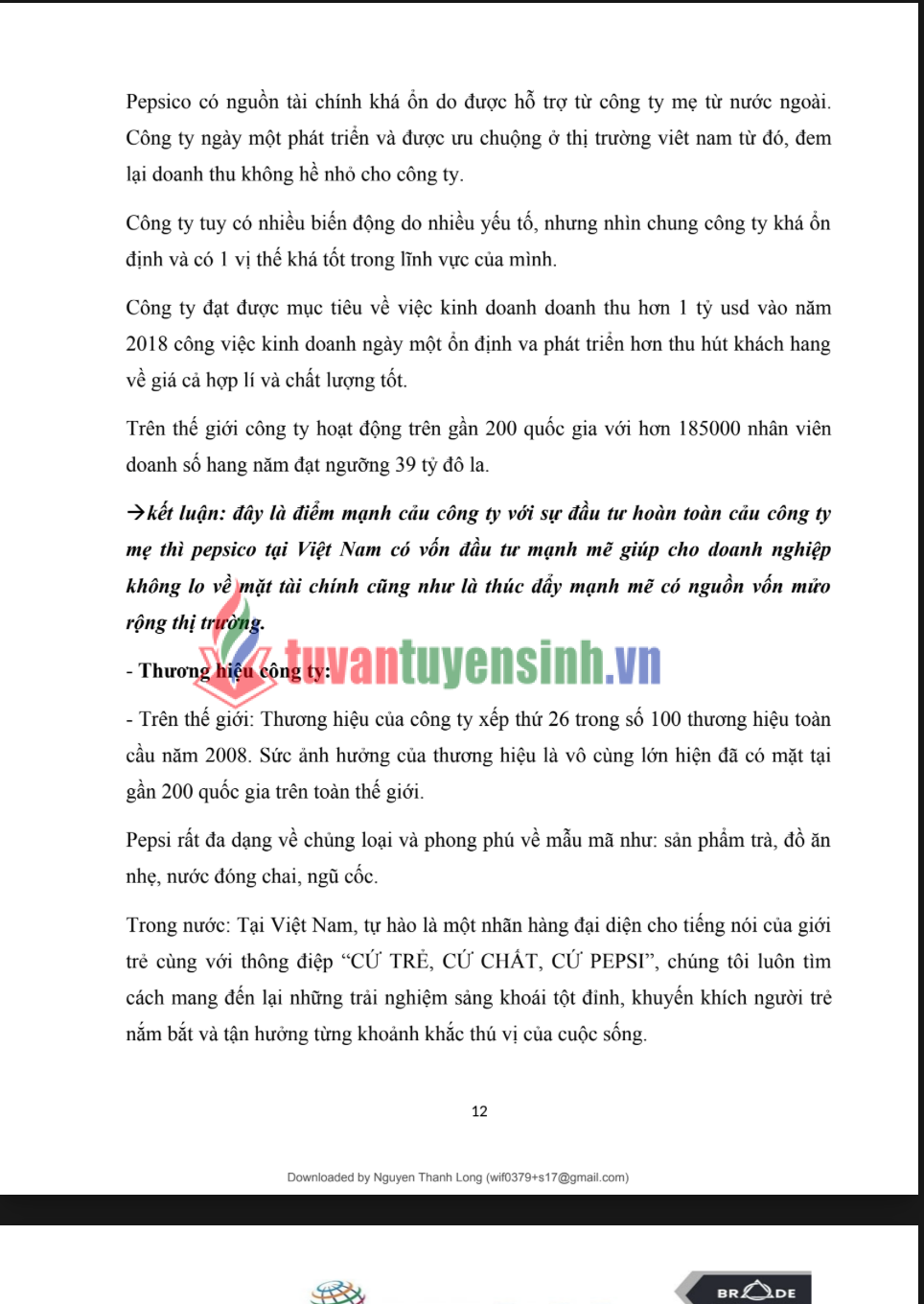 ASM Marketing căn bản PEPSICO - Cao đẳng FPT 1