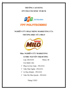 ASM NGHIÊN CỨU HOẠT ĐỘNG MARKETING CỦA THƯƠNG HIỆU SỮA MILO - CĐ FPT