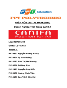 ASM NHẬP MÔN DIGITAL MARKETING - Doanh Nghiệp Thời Trang CANIFA - CD FPT