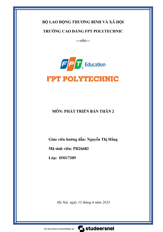 ASM PDP02 - Phát triển cá nhân 2 - Cao đẳng FPT 5 ASM PDP02 - Phát triển cá nhân 2 - Cao đẳng FPT
