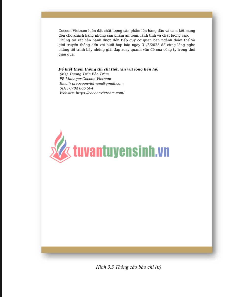 ASM QUAN HỆ CÔNG CHÚNG - CAO ĐẲNG FPT POLYTECHNIC -PHẢN HỒI THÔNG TIN VỀ SỰ VIỆC CỦA COCOON CÓ VẬT THỂ LẠ TRONG NƯỚC TẨY TRANG1