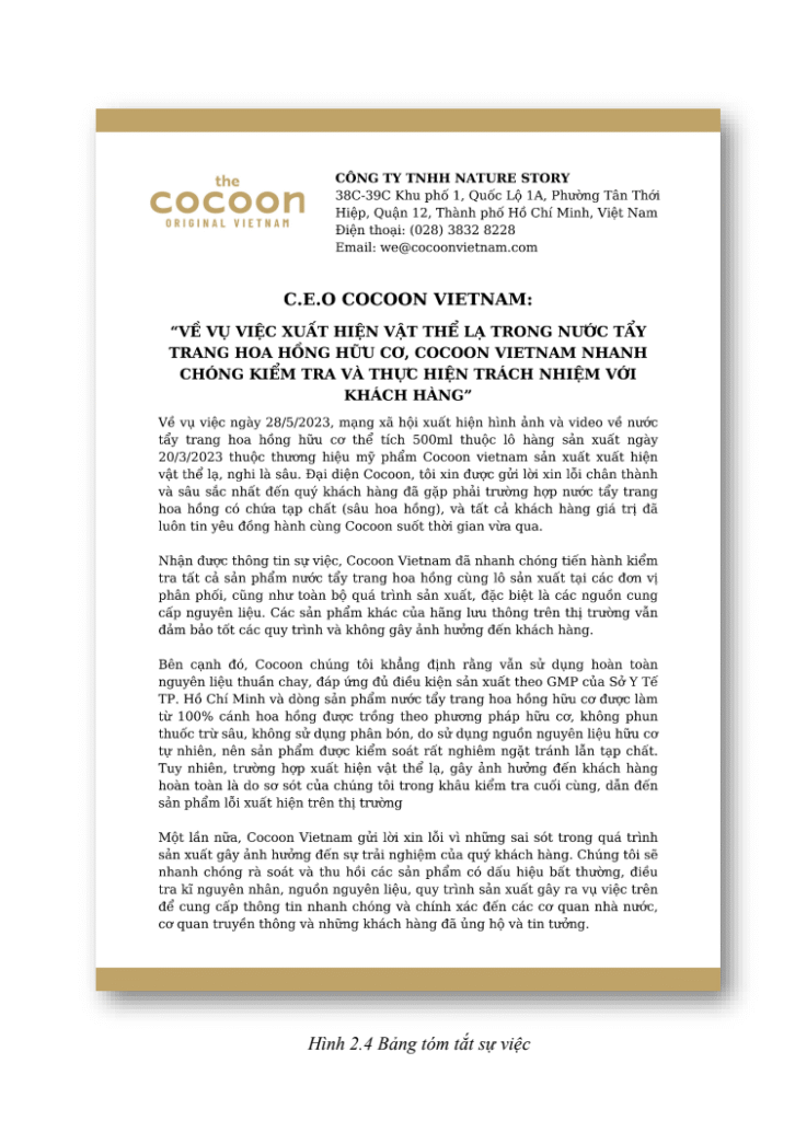 ASM QUAN HỆ CÔNG CHÚNG - CAO ĐẲNG FPT POLYTECHNIC -PHẢN HỒI THÔNG TIN VỀ SỰ VIỆC CỦA COCOON CÓ VẬT THỂ LẠ TRONG NƯỚC TẨY TRANG 10 ASM QUAN HỆ CÔNG CHÚNG - CĐ FPT-PHẢN HỒI THÔNG TIN VỀ SỰ VIỆC CỦA COCOON Trang 4
