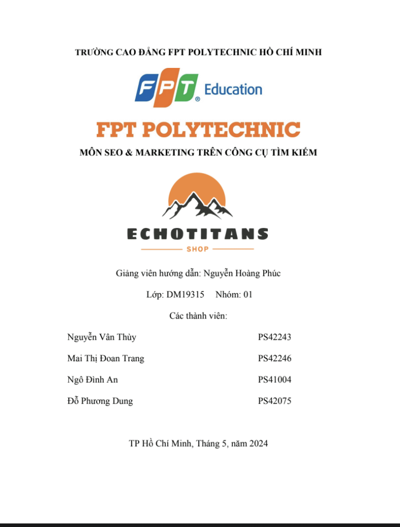 ASM SEO & MARKETING TRÊN CÔNG CỤ TÌM KIẾM -CAO ĐẲNG FPT POLYTECHNIC - ECHOTITANS Trang 2