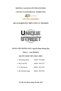 ASM SEO & MARKETING TRÊN CÔNG CỤ TÌM KIẾM- CAO ĐẲNG FPT POLYTECHNIC-UNIQUE STREET Trang 1
