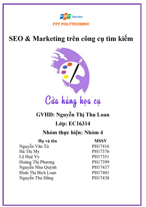 ASM SEO & Marketing trên công cụ tìm kiếm của hàng họa cụ - Cao đẳng FPT
