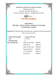 ASM TRUYỀN THÔNG MARKETING TÍCH HỢP - CĐ FPT - Xây dựng kế hoạch truyền thông cho sản phẩm trà sữa thuộc thương hiệu Phúc Long Tea & Coffee