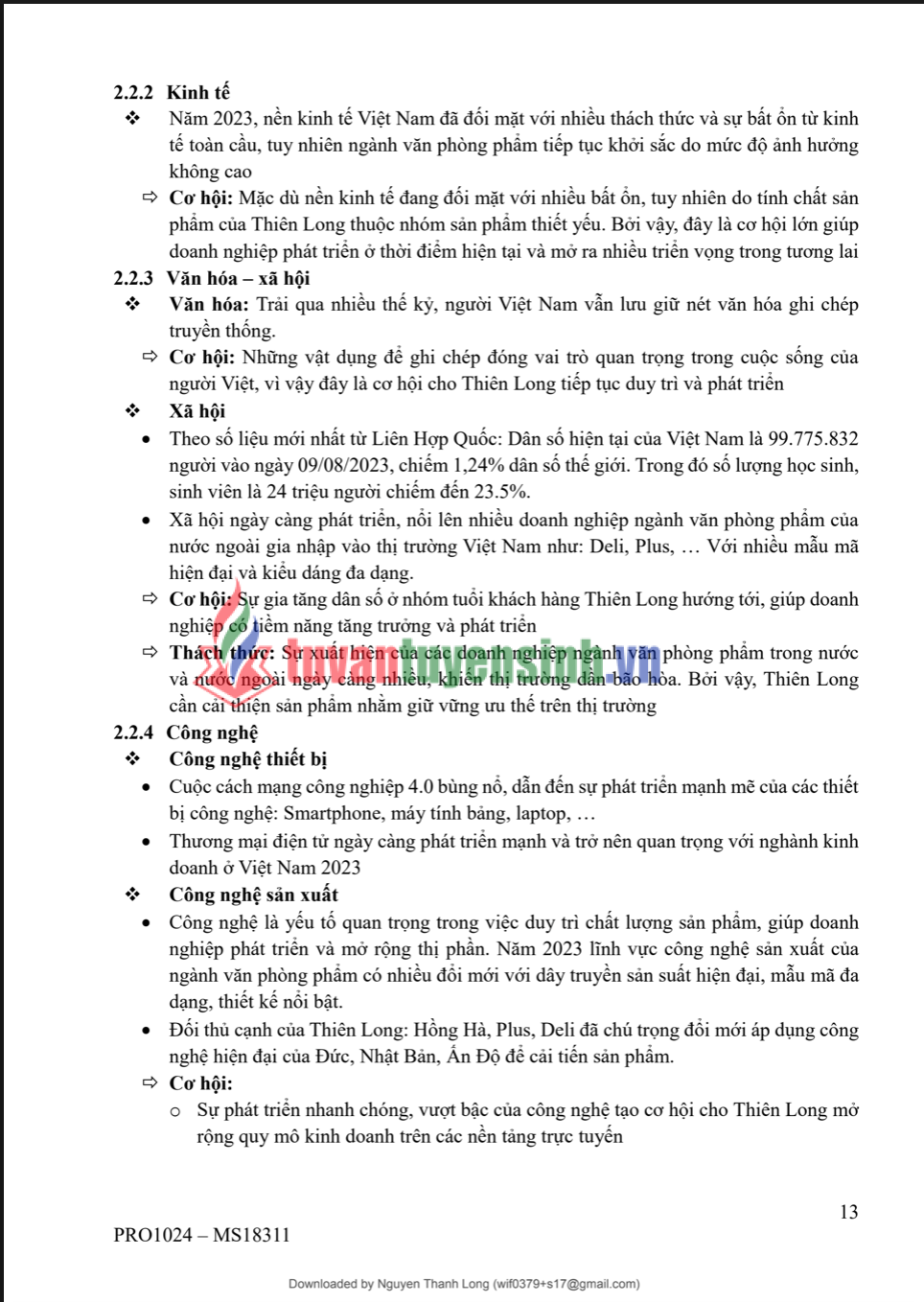 ASM dự án 1 marketing sale Thiên Long - Cao đẳng Thực hành FPT 2