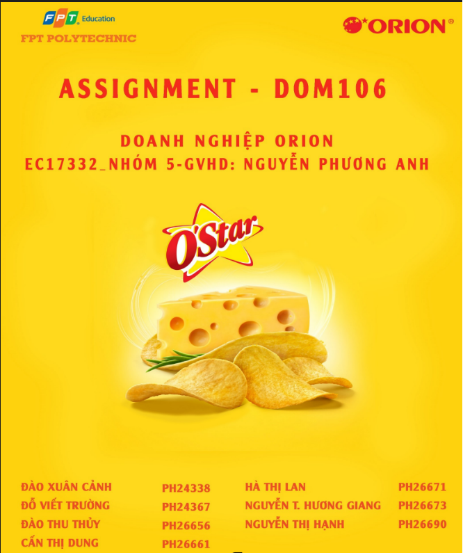 ASSIGNMENT - DOM106 DOANH NGHIỆP ORION - Cao đẳng Thực hành FPT