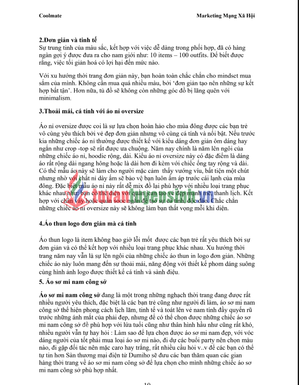 ASSIGNMENT Marketing Mạng Xã Hội COOL MATE everyday excitement - Cao đẳng FPT