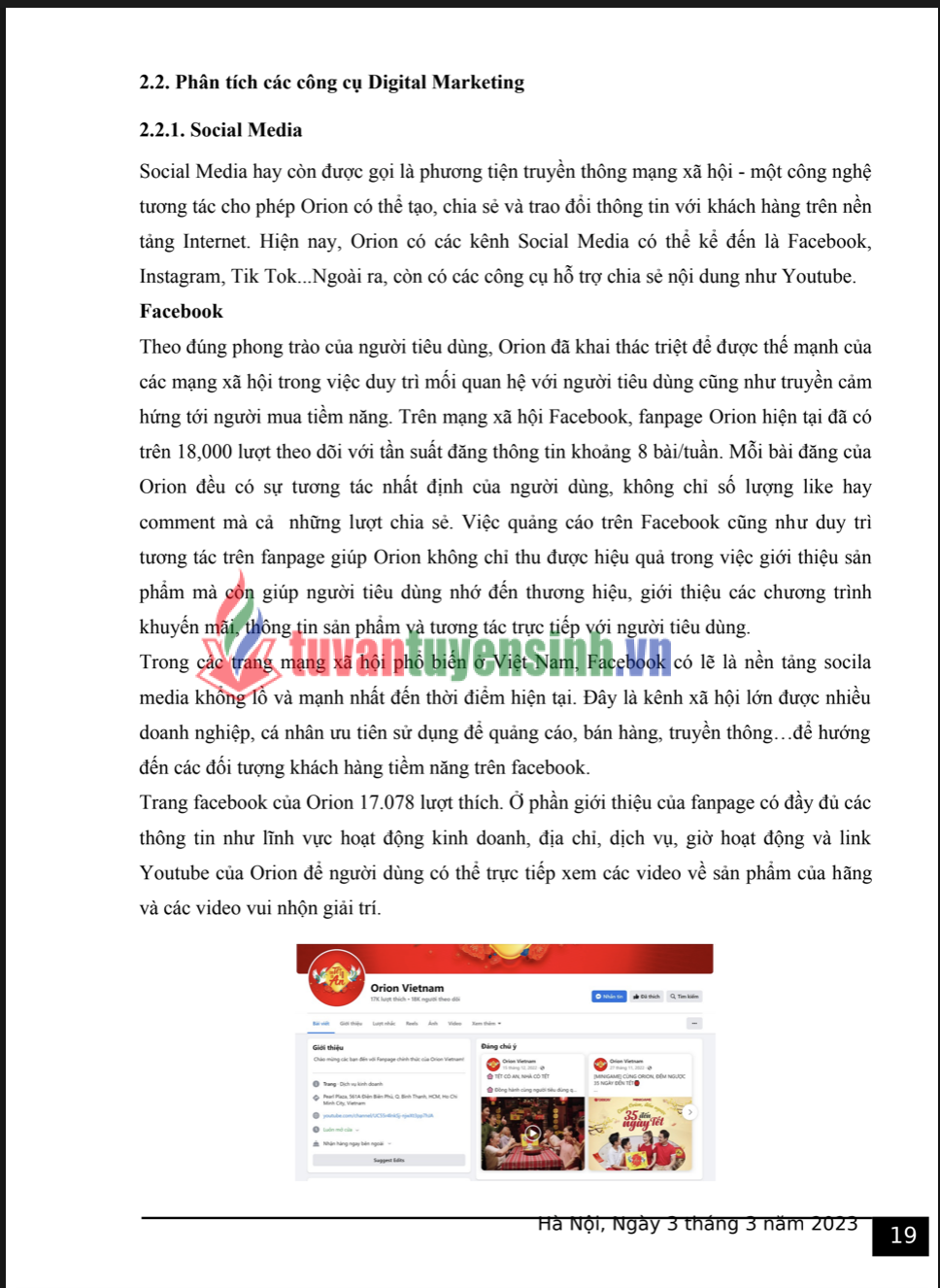 ASSIGNMENT NHẬP MÔN DIGITAL MARKETING THƯƠNG HIỆU ORION - CD FPT 2