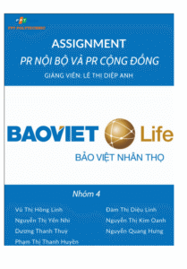 ASSIGNMENT PR NỘI BỘ VÀ PR CỘNG ĐỒNG - CĐ FPT - BAOVIET Life BẢO VIỆT NHÂN THỌ
