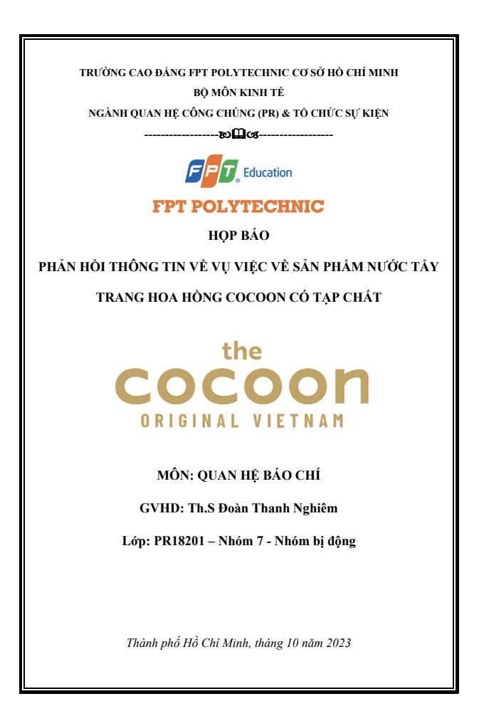 ASM QUAN HỆ CÔNG CHÚNG - CAO ĐẲNG FPT POLYTECHNIC -PHẢN HỒI THÔNG TIN VỀ SỰ VIỆC CỦA COCOON CÓ VẬT THỂ LẠ TRONG NƯỚC TẨY TRANG 6 Anh chup Man hinh 2025 08 26 luc 13.44.55 1