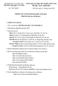 THÔNG TIN TUYỂN SINH ĐẠI HỌC CẦN THƠ NĂM 2025 (CHÍNH QUY) Trang 1