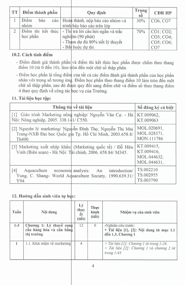 ĐỀ CƯƠNG CHI TIẾT HỌC PHẦN MARKETING THỰC PHẨM THỦY SẢN – ĐẠI HỌC CẦN THƠ 8 ĐỀ CƯƠNG CHI TIẾT HỌC PHẦN MARKETING THỰC PHẨM THỦY SẢN – ĐẠI HỌC CẦN THƠ trang 4