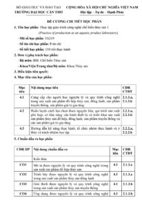 ĐỀ CƯƠNG CHI TIẾT HỌC PHẦN THỰC TẬP GIÁO TRÌNH CÔNG NGHỆ CHẾ BIẾN THỦY SẢN 1 – ĐẠI HỌC CẦN THƠ trang 1.