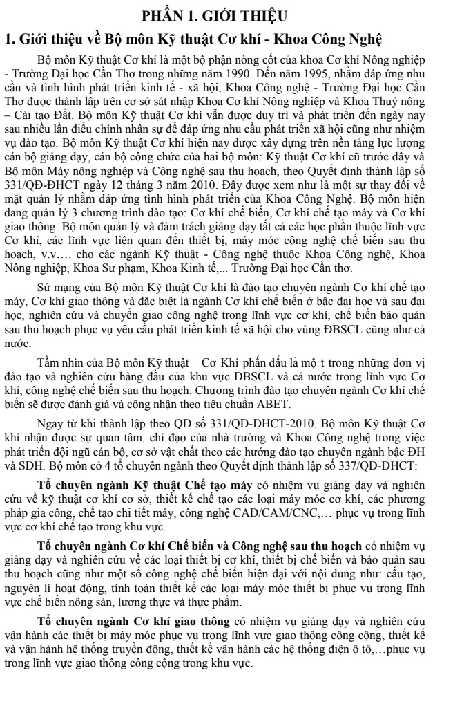 BÁO CÁO TỰ ĐÁNH GIÁ THEO TIÊU CHUẨN AUN – CHƯƠNG TRÌNH CƠ KHÍ CHẾ BIẾN KHÓA 34 – ĐẠI HỌC CẦN THƠ trang2