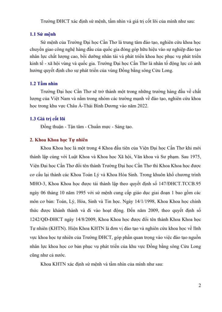 BÁO CÁO TỰ ĐÁNH GIÁ CHƯƠNG TRÌNH ĐÀO TẠO NGÀNH HÓA HỌC – THEO TIÊU CHUẨN AUN-QA – ĐẠI HỌC CẦN THƠ trang 4