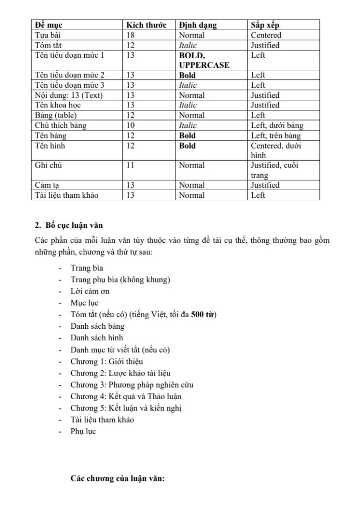 HƯỚNG DẪN TRÌNH BÀY LUẬN VĂN ĐẠI HỌC – KHOA MÔI TRƯỜNG & TNTN – ĐẠI HỌC CẦN THƠ trang 2
