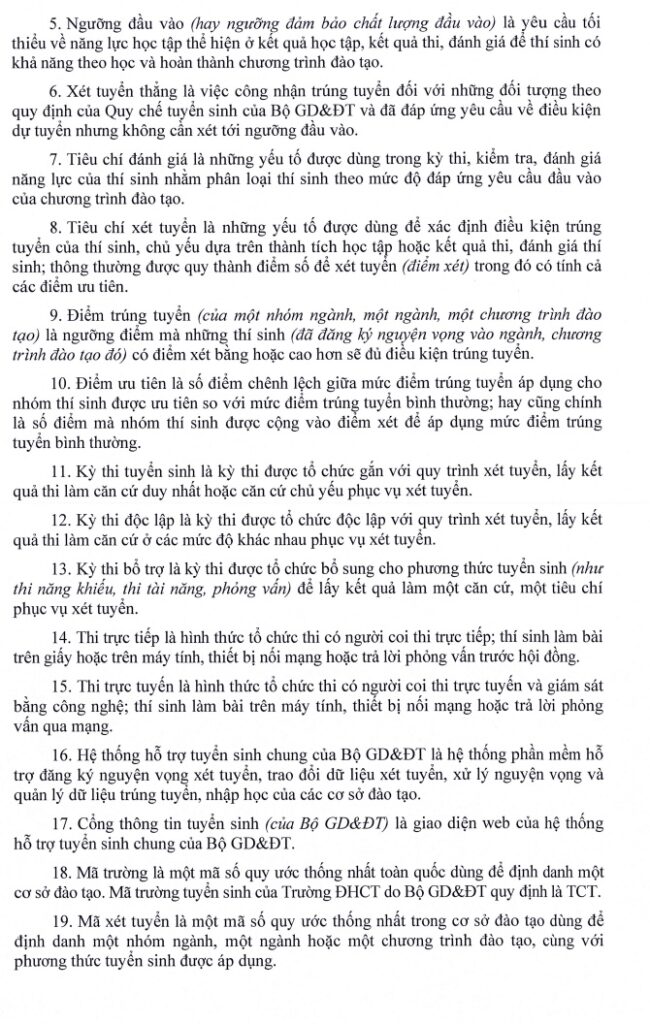 QUYẾT ĐỊNH BAN HÀNH QUY CHẾ TUYỂN SINH ĐÀO TẠO TRÌNH ĐỘ ĐẠI HỌC CHÍNH QUY – TRƯỜNG ĐẠI HỌC CẦN THƠ 7 QUYẾT ĐỊNH BAN HÀNH QUY CHẾ TUYỂN SINH ĐÀO TẠO TRÌNH ĐỘ ĐẠI HỌC CHÍNH QUY – TRƯỜNG ĐẠI HỌC CẦN THƠ trang 3