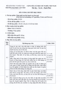 ĐẠI HỌC CẦN THƠ - ĐỀ CƯƠNG CHI TIẾT HỌC PHẦN CÔNG NGHỆ SAU THU HOẠCH RAU HOA QUẢ (NS384) trang 1