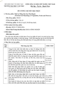 ĐẠI HỌC CẦN THƠ - ĐỀ CƯƠNG CHI TIẾT HỌC PHẦN SINH LÝ NÔNG SẢN SAU THU HOẠCH (NS222). trang 1
