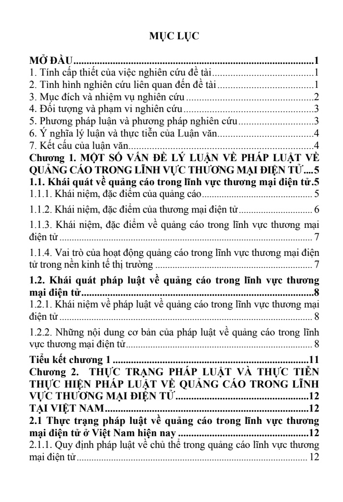 LUẬN VĂN THẠC SĨ LUẬT HỌC - PHÁP LUẬT VỀ QUẢNG CÁO TRONG LĨNH VỰC THƯƠNG MẠI ĐIỆN TỬ Ở VIỆT NAM (ĐẠI HỌC LUẬT HUẾ, 2022) trang 3