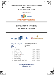 BÁO CÁO CUỐI MÔN - KỸ NĂNG ĐÀM PHÁN - TRANG 1NGÀNH MARKETING SALE