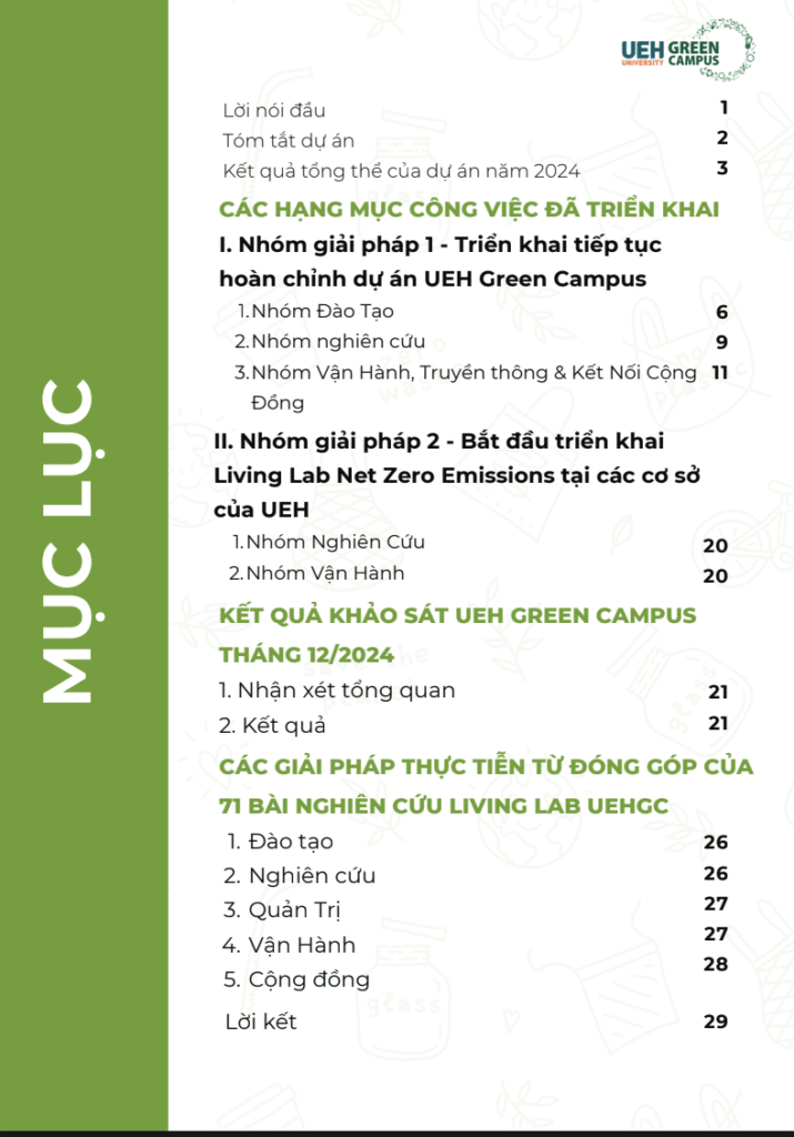 Báo cáo dự án UEH Green Campus 2024 – Đại học Kinh tế TP.HCM (UEH) 7 Báo cáo dự án UEH Green Campus 2024 – Đại học Kinh tế TP.HCM (UEH) Trang 2