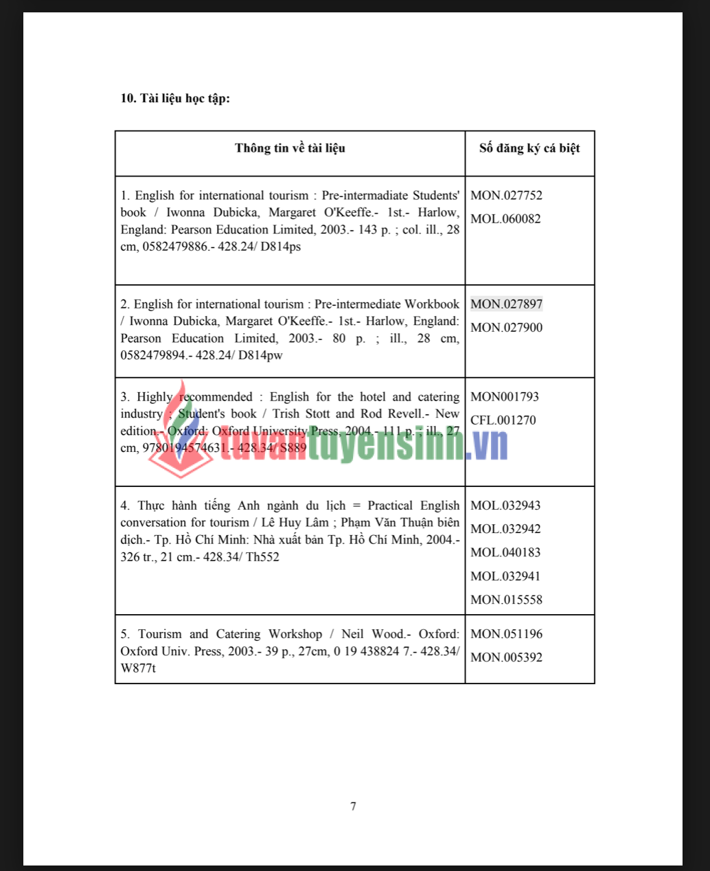 ĐỀ CƯƠNG CHI TIẾT HỌC PHẦN TIẾNG ANH DU LỊCH 1 (ENGLISH FOR TOURISM 1) – ĐẠI HỌC CẦN THƠ 17 ĐỀ CƯƠNG CHI TIẾT HỌC PHẦN TIẾNG ANH DU LỊCH 1 (ENGLISH FOR TOURISM 1) – ĐẠI HỌC CẦN THƠ 1