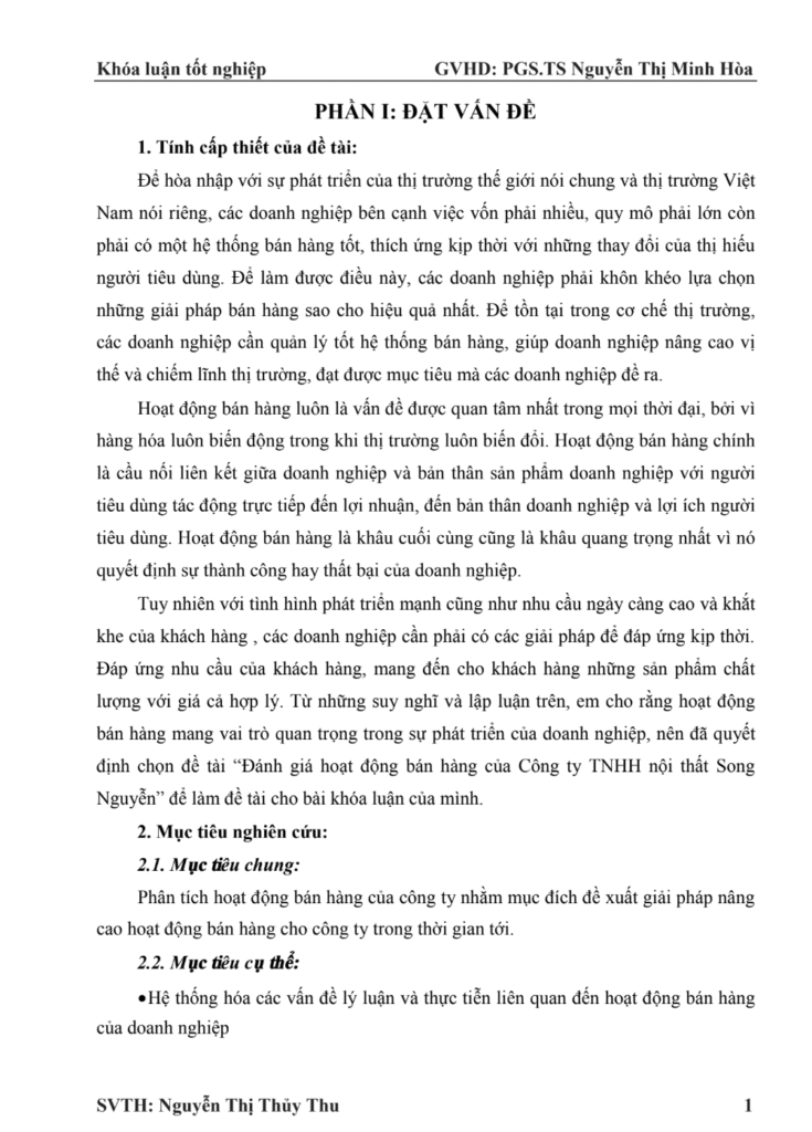 Khóa luận tốt nghiệp: Đánh giá hoạt động bán hàng tại Công ty Nội thất Song Nguyễn | Đại học Kinh tế HuĐại học Kinh tế Huế 7 Đại học Kinh tế Huế Trang3