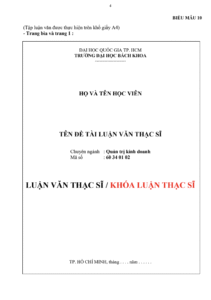 Hướng dẫn trình bày luận văn Thạc sĩ và Khóa luận tốt nghiệp – Quy định chuẩn Trang 4