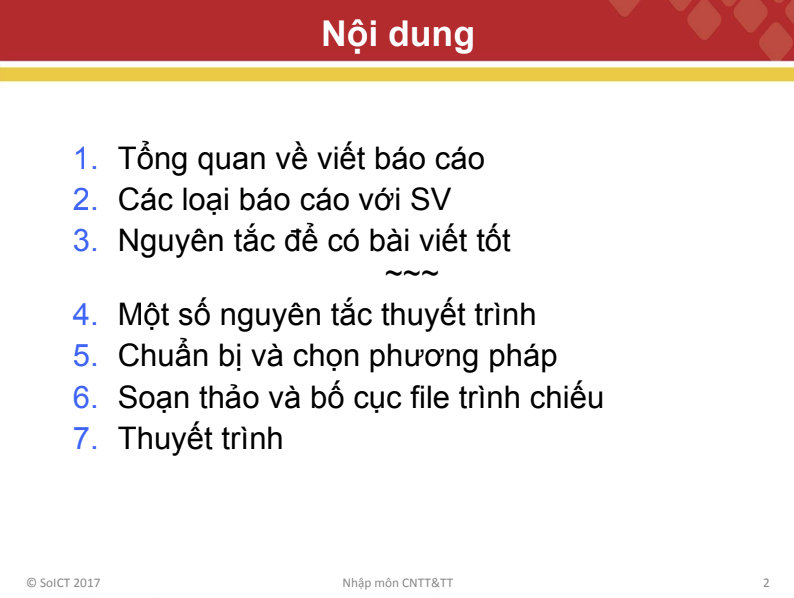 Bài giảng: Kỹ năng viết báo cáo và thuyết trình – Đại học Bách Khoa Hà Nội 6 Kỹ năng viết báo cáo và thuyết trình Đại học Bách Khoa Hà Nội trang 2