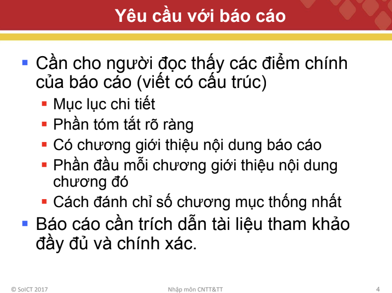Bài giảng: Kỹ năng viết báo cáo và thuyết trình – Đại học Bách Khoa Hà Nội 8 Kỹ năng viết báo cáo và thuyết trình Đại học Bách Khoa Hà Nội trang 4