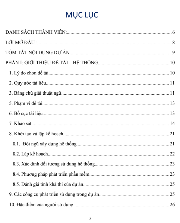 Mục lục (1) ASM Ứng dụng Phần mềm - CĐ FPT - Tài liệu Đặc tả Dự án Quản lý Quán Trà Sữa