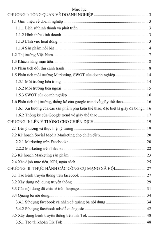 Mục lục (1) ASSIGNMENT MARKETING TRÊN MẠNG XÃ HỘI - Cao đẳng FPT - Thương hiệu Kica Sports