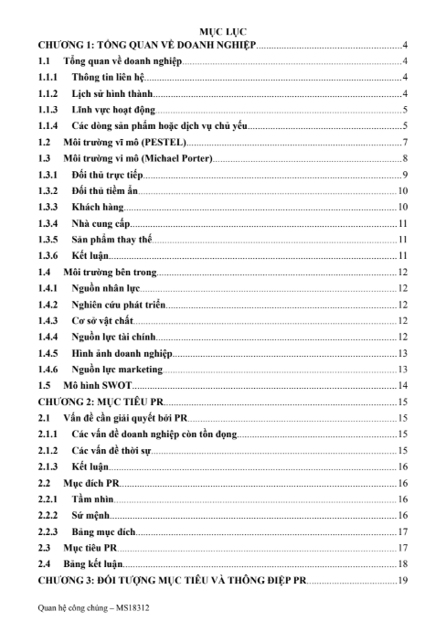 ASSIGNMENT QUAN HỆ CÔNG CHÚNG - CD FPT - Công ty TNHH ROLIE Việt Nam 7 Mục lục (1) ASSIGNMENT QUAN HỆ CÔNG CHÚNG - CD FPT - Công ty TNHH ROLIE Việt Nam