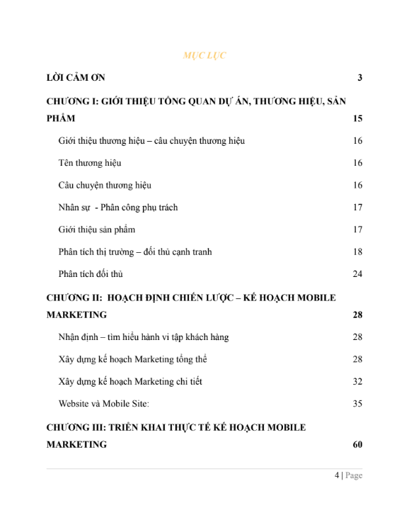 Mục lục Assignment Lập Kế hoạch và Triển khai Mobile Marketing cho Thương hiệu Bếp Ông Hoàng - Cao đẳng FPT