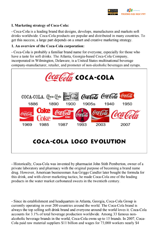 Nội dung (1) ASM Individual [MKT101] - ĐH FPT - BRAND COCA-COLA