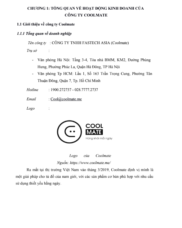 Nội dung (1) ASM Marketing số - CĐ FPT - CÔNG TY TNHH FASTECH ASIA (Coolmate)