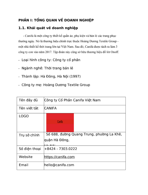 Nội dung (1) ASM NHẬP MÔN DIGITAL MARKETING - Doanh Nghiệp Thời Trang CANIFA - CD FPT