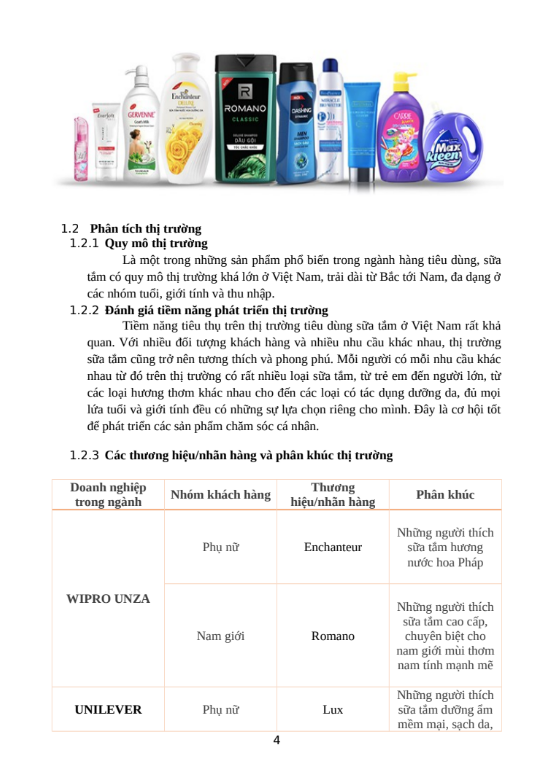 Nội dung (2) ASM HÀNH VI KHÁCH HÀNG - CĐ FPT - Nghiên cứu nhu cầu sử dụng sữa tắm của người tiêu dùng về sản phẩm sữa tắm Enchanteur