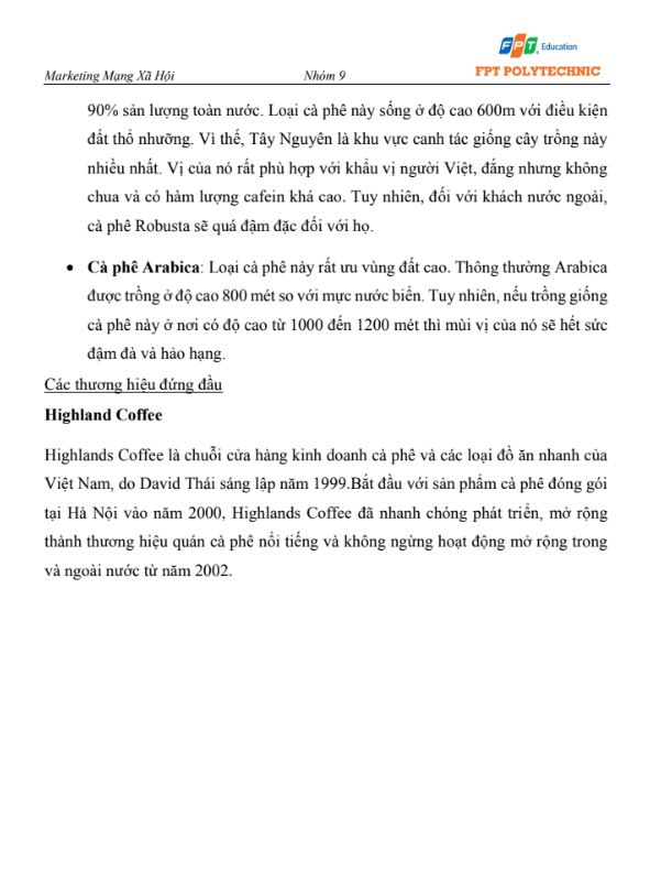 Nội dung (2) ASM MARKETING MẠNG XÃ HỘI - CĐ FPT - KẾ HOẠCH MARKETING CHO DOANH NGHIỆP LUDEN COFFEE