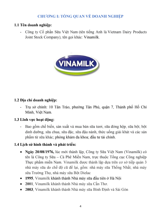 Nội dung ASM NGHIÊN CỨU MARKETING - CĐ FPT - Công ty Cổ phần Sữa Việt Nam (Vinamilk)