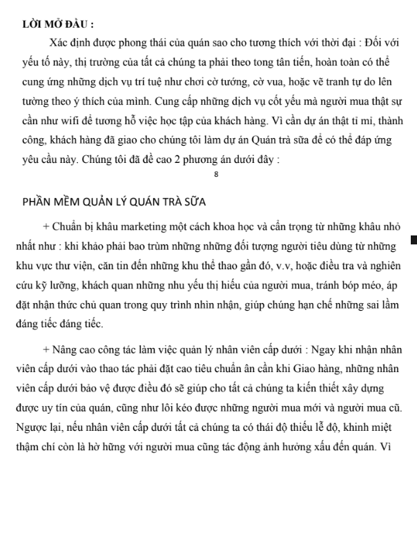 Nội dung ASM Ứng dụng Phần mềm - CĐ FPT - Tài liệu Đặc tả Dự án Quản lý Quán Trà Sữa