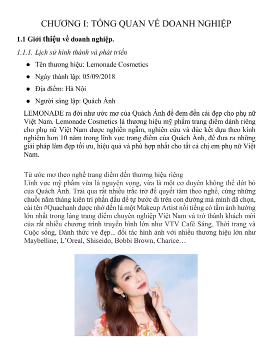 Nội dung ASSIGNMENT MARKETING XÃ HỘI Lemonade Cosmetics - Cao đẳng FPT